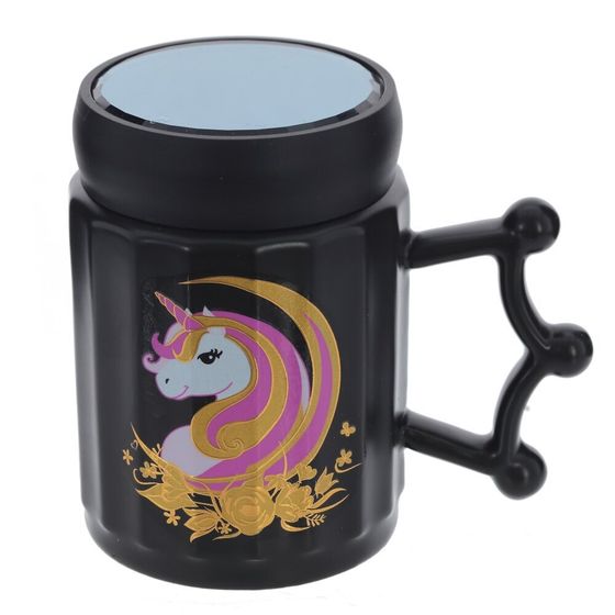 Кружка с крышкой, 350 мл, L12 W8 H12 см, дизайн микс