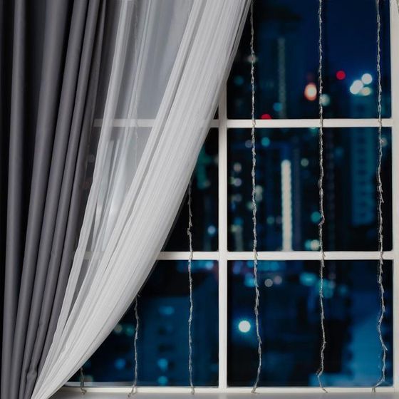 !Гирлянда «Водопад» 2 × 1.5 м, IP20, прозрачная нить, 400 LED, свечение синее, 8 режимов, 220 В