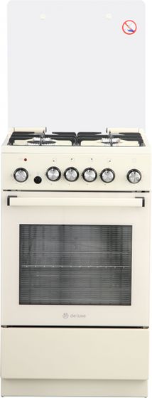 Плита комбинированная De Luxe 5040.41гэ (кр) ЧР-013 бежевый (стеклянная крышка) реш.чугун