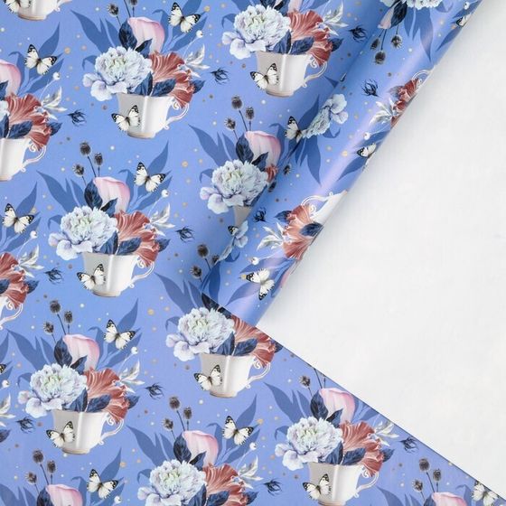 !09 Бумага глянцевая (набор 4 листа) "Цветочная" 50 × 70 см.