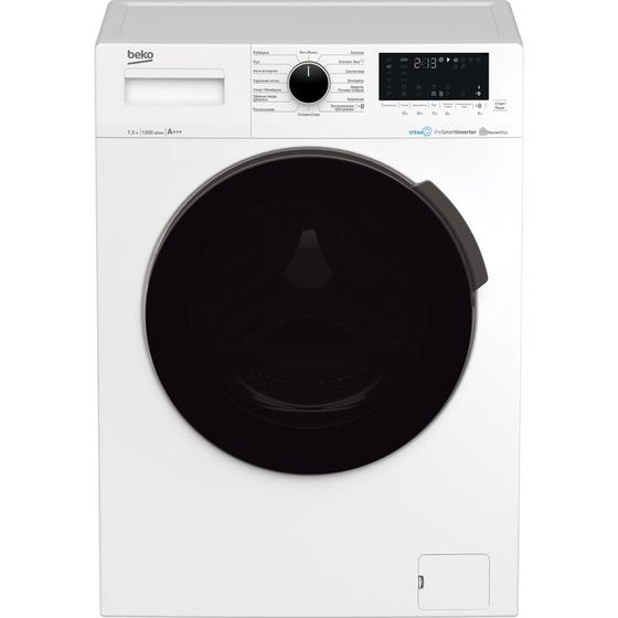 Стиральная машина Beko WSPE7H616W, класс А-20%, 1200 об/мин, до 7.5 кг, бело-чёрная