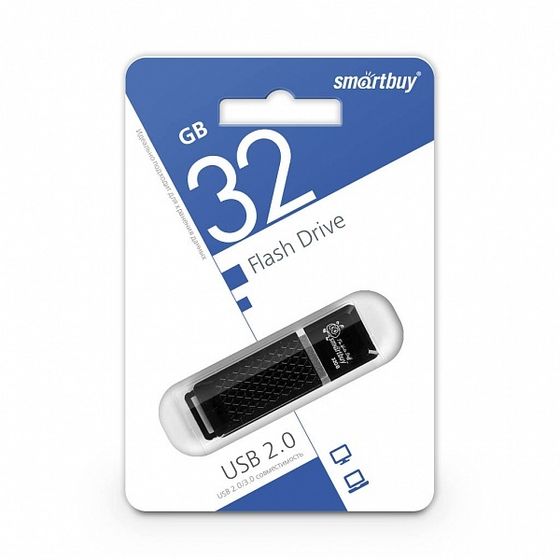 Флеш диск 32Gb Smartbuy Quartz SB32GBQZ-K USB2.0 черный