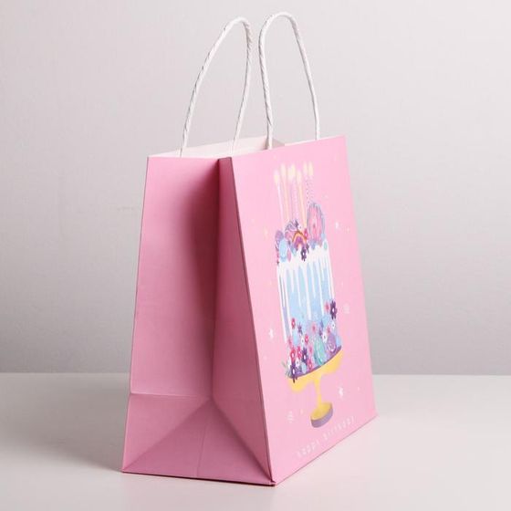 !Пакет крафтовый 2 штуки Happy Birthday, 22 × 22 × 11 см.