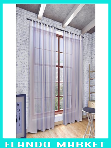 !Тюль "Мери" однотонная 300*280 см., цвет голубой , шторная лента