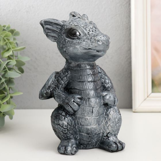 !09 Фигурка "Дракончик" 18х10х10 см, цвет серебристо черный