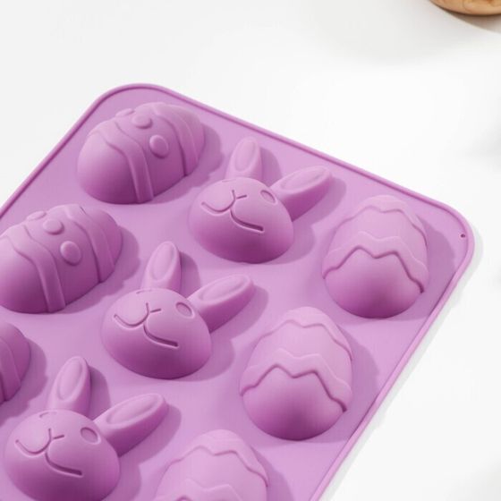 !09 Форма для льда и кондитерских украшений 23×15 см, 12 ячеек, цвет МИКС