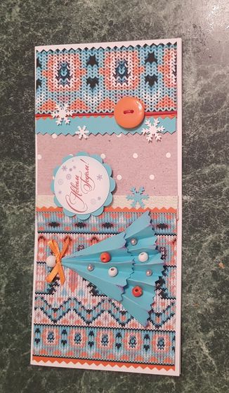 !09 Открытка ручной работы &quot;С Новым Годом!&quot; 10x21 см. + конверт