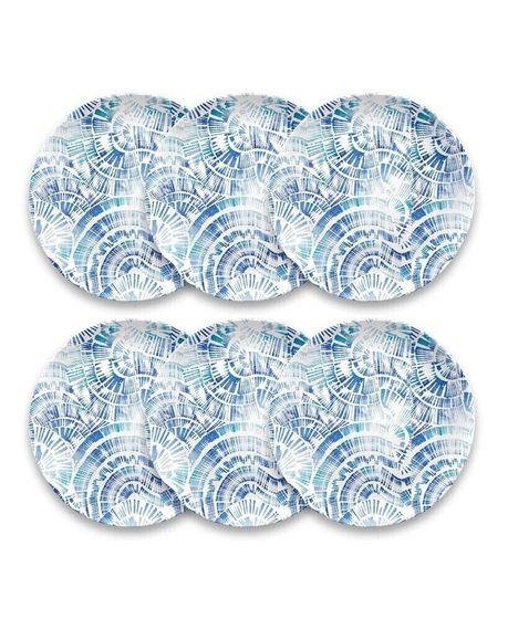 Melamine Coastal Scallops Dinner Plates, Set of 6