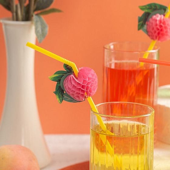 Соломка для коктейля ФРУКТЫ гибкая 100шт 24см (12684)(16661)