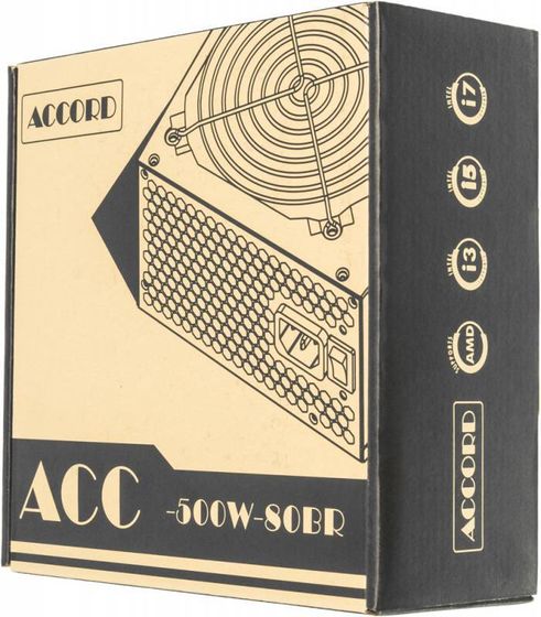 Блок питания 500W ATX Accord ACC-500W-80BR 12cm fan 20+4pin (4+4pin) 6xSATA PCI-E 2xMolex 1xFDD