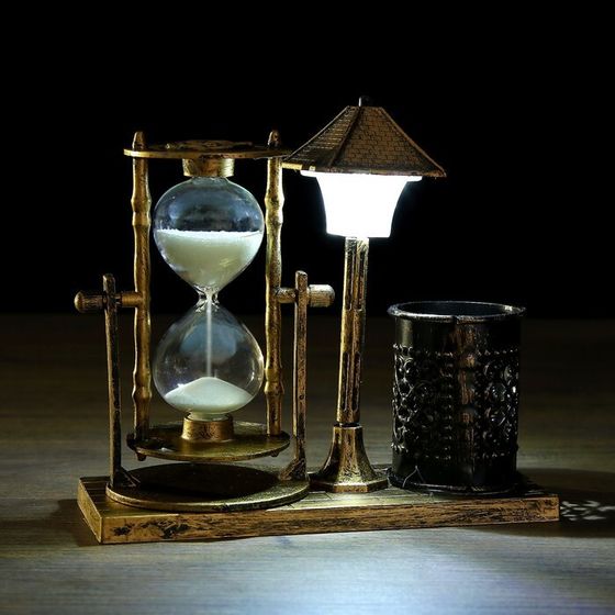 Песочные часы &quot;Уличный фонарик&quot;,сувенирные,подсветка,каранд-цей, 6.5 х 15.5 х 14.5 см, микс