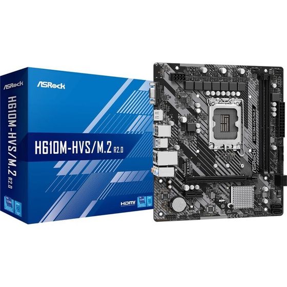 Материнская плата Asrock H610M-HVS, LGA1700, H610, 2хDDR4, VGA, HDMI, mATX