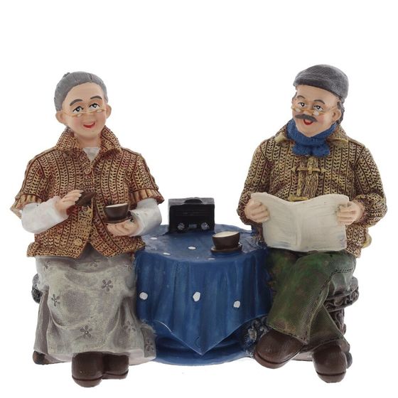 Фигурка декоративная "Бабушка с дедушкой", Д21 Ш9 В15 см, 1 штука, дизайн микс