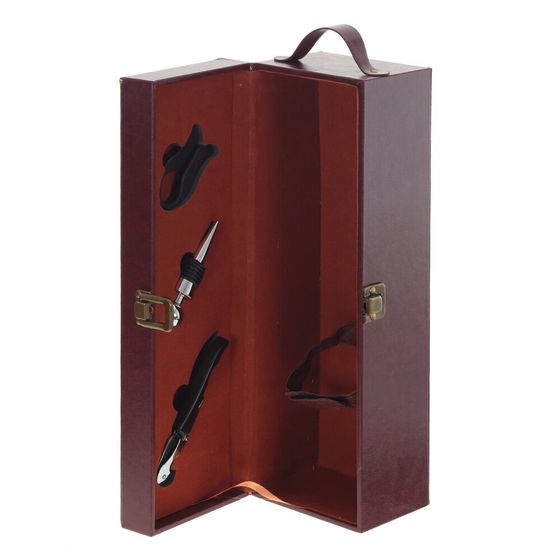 Шкатулка для бутылки с набором для вина, Д12 Ш12 В35 см