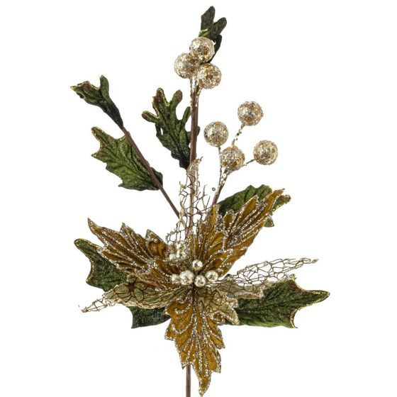 Цветок искусственный &quot;Пуансеттия&quot;, L17 W14 H54 см