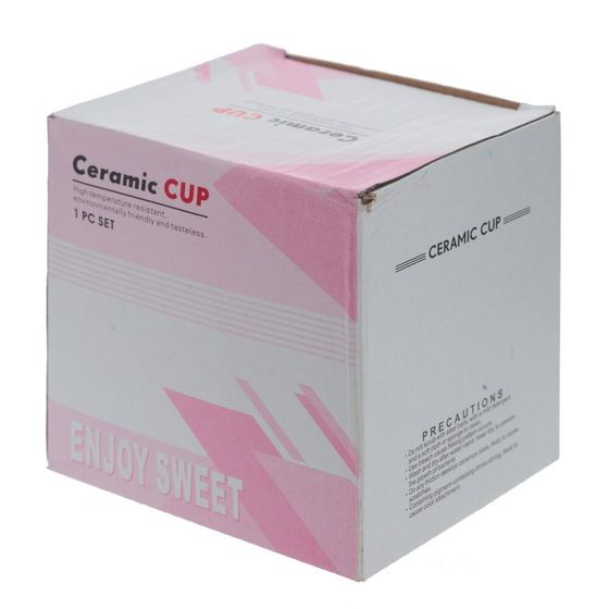 Кружка с крышкой, 350 мл, L12 W8 H12 см, дизайн микс