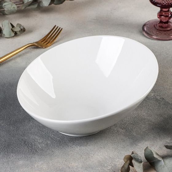 Салатник Доляна White Label, 600 мл, фарфор, белый