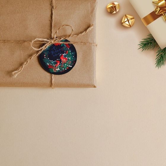 !Шильдик на подарок 5 штук «С Новым Годом», 5,6 × 5,6 см.