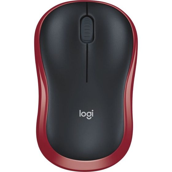 Мышь Logitech M185 красный/черный оптическая (1000dpi) беспроводная USB1.1 для ноутбука (2b   102940