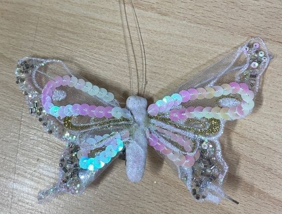 !НАБОР 3 ШТУКИ - БАБОЧКА НА КЛИПЕ "FAIRY SEASON" , 13,5 X 10 см, цвет белый