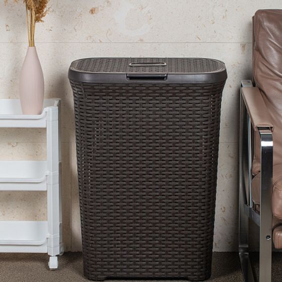 Корзина для белья RATTAN STYLE 40л темно-коричневая