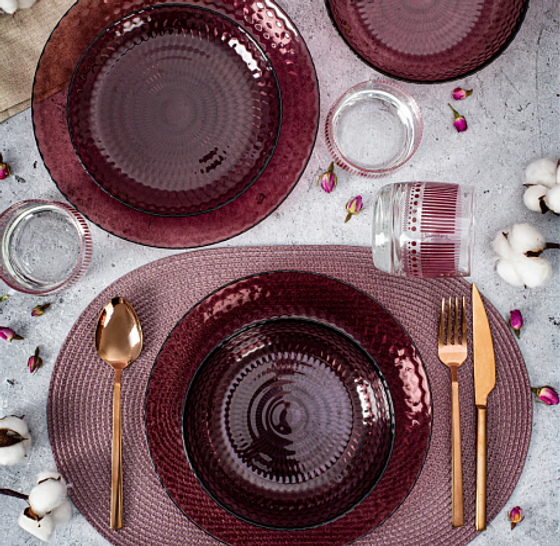 Набор столовый ИДИЛЛИЯ ЛИЛАК 16пр со стаканами РОМБ ЛИЛАК 310мл