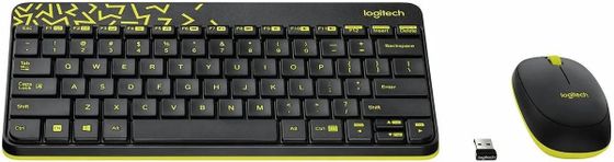 Клавиатура+мышь Logitech MK240 беспроводной черный/желтый (920-008213)