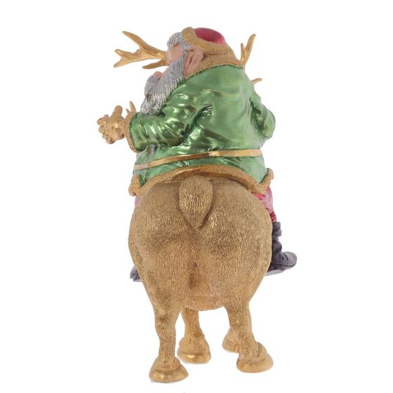 Фигурка декоративная "Дед Мороз на олене", L22 W15 H24 см
