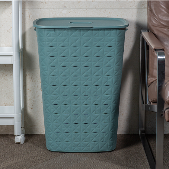 Корзина для белья SOFTEX голубая 56л