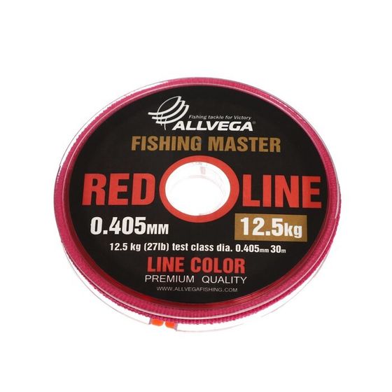 Леска монофильная ALLVEGA Fishing Master, диаметр 0.405 мм, тест 12.5 кг, 30 м, рубиновая