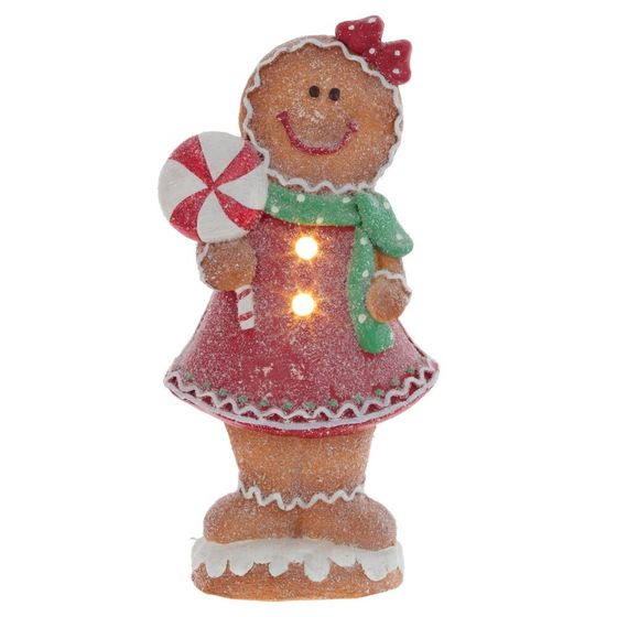 Фигурка декоративная с подсвет &quot;Пряник: Мальчик/Девочка&quot;,(3хAAA), L21 W10,5 H42 см, 2в.