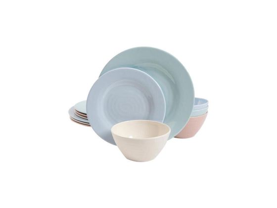 Gibson 123339.12 Brist Melamine 12 Piece Dinnerware Set Pastel