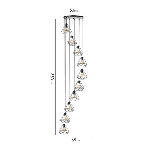 Светильник-каскад &quot;Адри&quot; 10хЕ27 40Вт черный 65х65х350 см