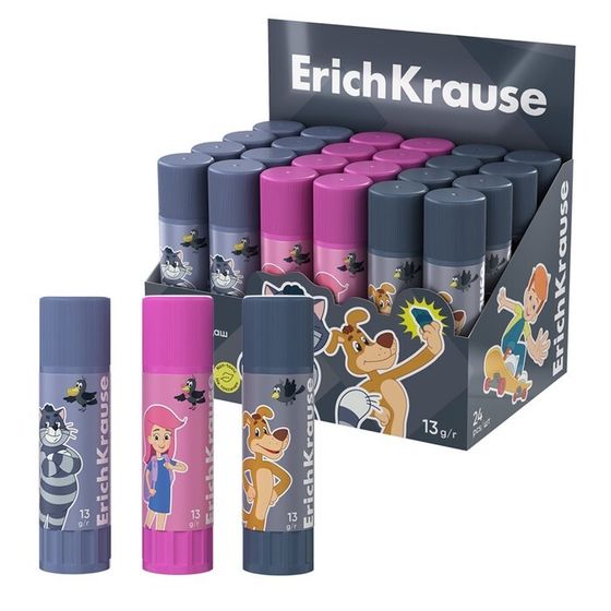 Клей-карандаш 13г ErichKrause EasyStick &quot;Простоквашино&quot; PVP, экономичный расход, микс