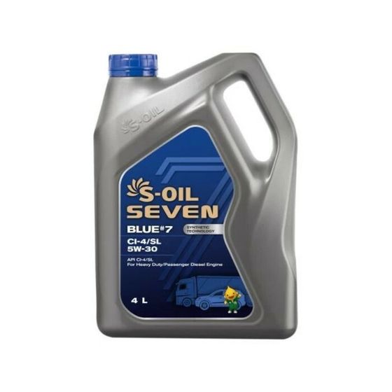 Масло моторное S-OIL BLUE #7, 5W-30, CI-4/SL, E7, синтетическое, 4 л