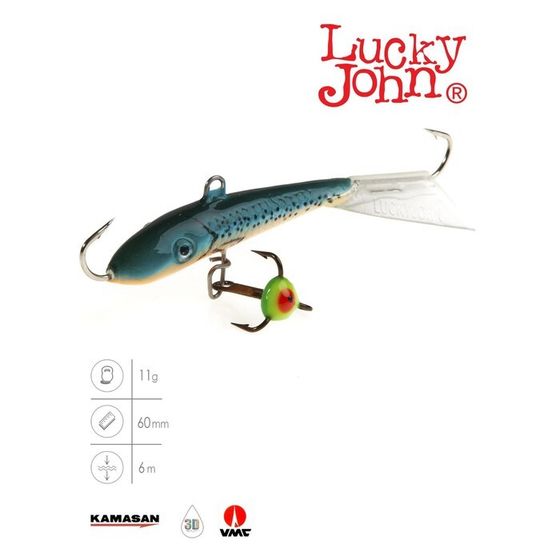 Балансир Lucky John FIN 4 + тройник, 6 см, цвет 53 блистер