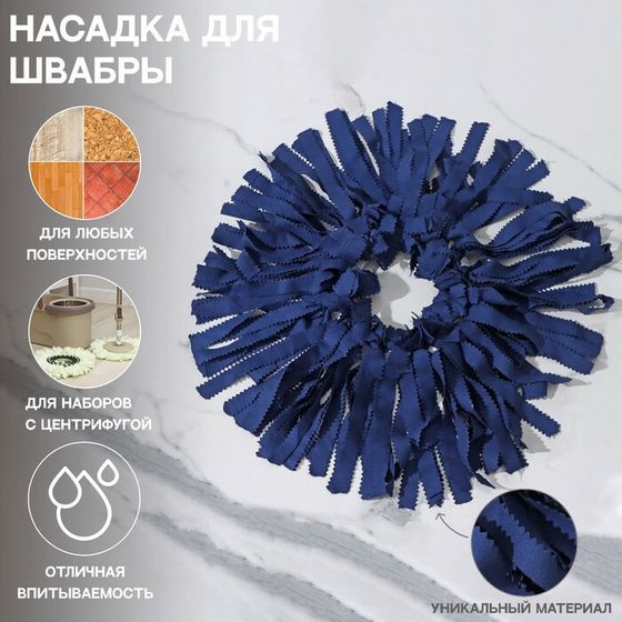 Насадка для швабры «Замша», (наборы для уборки с центрифугой), кольцо 16 см, цвет синий