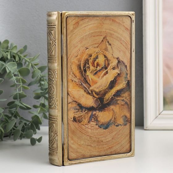 Шкатулка-книга «Бутон розы», металл, искусственная кожа, 20×12×4 см