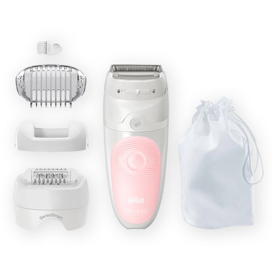 Эпилятор Braun SES 5-620 скорости: 2 насадки:3шт от аккум.а белый/розовый