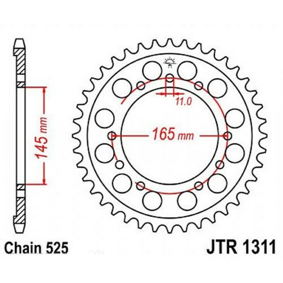 Звезда задняя, ведомая JTR1311 стальная, цепь 525, 43 зубья