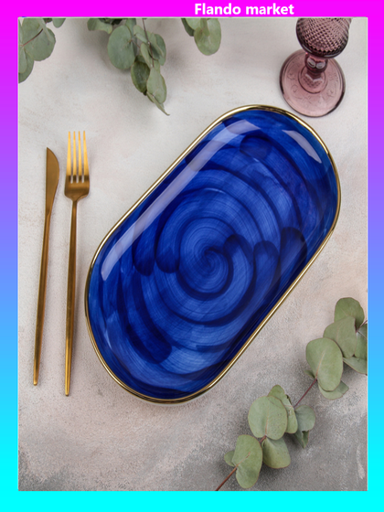 !09 Блюдо керамическое «Мэривеза», 29,5×16×3 см, цвет синий