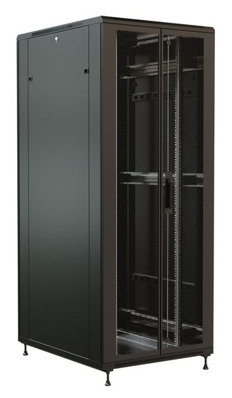 Шкаф серверный WRline (WR-TT-4288-DD-RAL9004) напольный 42U 800x800мм пер.дв.перфор.2ств. задн.дв.перфор.2-хст. 2 бок.пан. 800кг черный 710мм 2055мм