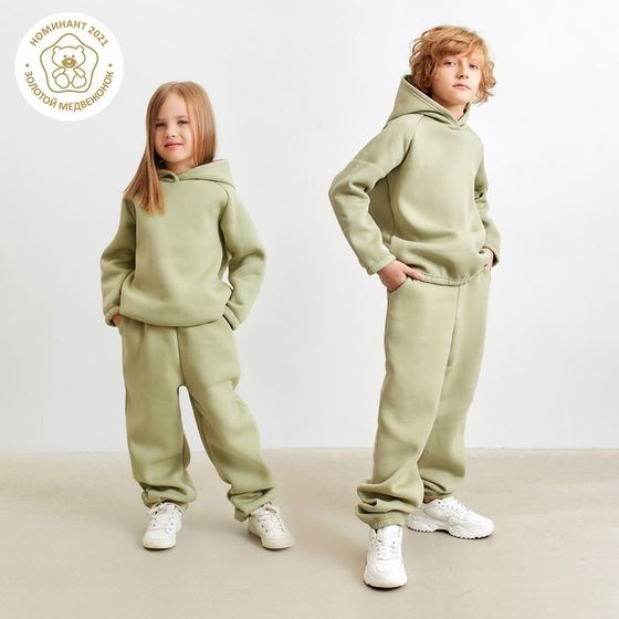 Брюки детские MINAKU: Basic Line KIDS цвет оливковый, рост 134