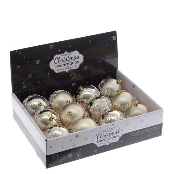 Набор из 12шт Украшение новогоднее "Шар", D 8 см, L35 W27 H8,5 см