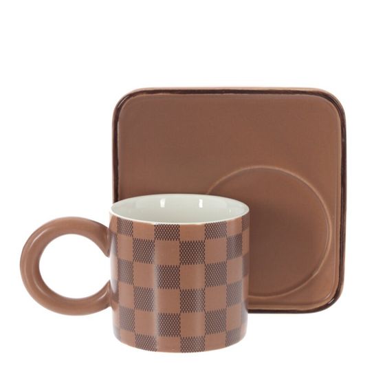 Кружка с блюдцем, 260 мл, L14 W14 H8,5 см, цвет микс