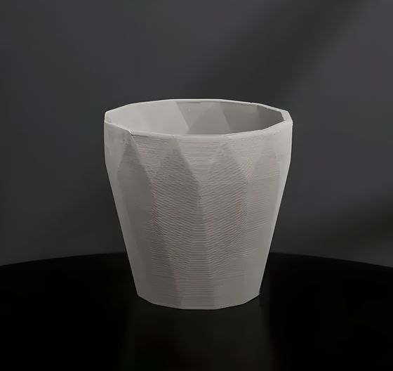 !09 Кашпо из гипса «Полигональ», серое, 10,5 х 11 см, 0,5 л