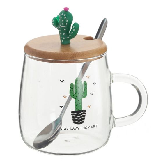 Кружка с крышкой и ложкой, 470 мл, L11 W8,5 H13 см, 3в.