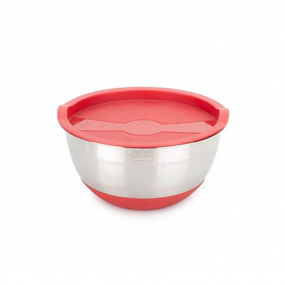 Набор стальных мисок MIX&amp;STORE 2шт, 1.5л2.4л с крышками, силиконовое дно