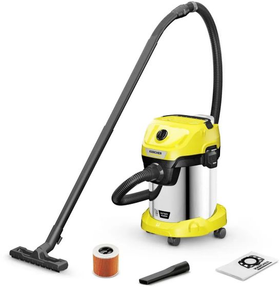 Строительный пылесос Karcher WD 3-18 S V-17/20 225Вт уборка: сухая/влажная желтый