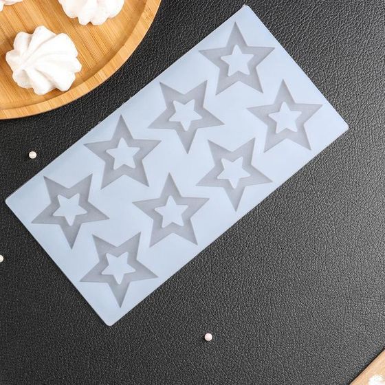 !09 Коврик для айсинга «Звёзды», 8 ячеек, 22x11,5x0,3 см, цвет прозрачный